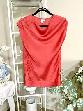 GO International Womens Satin Top color Chilli Pepper Size S.